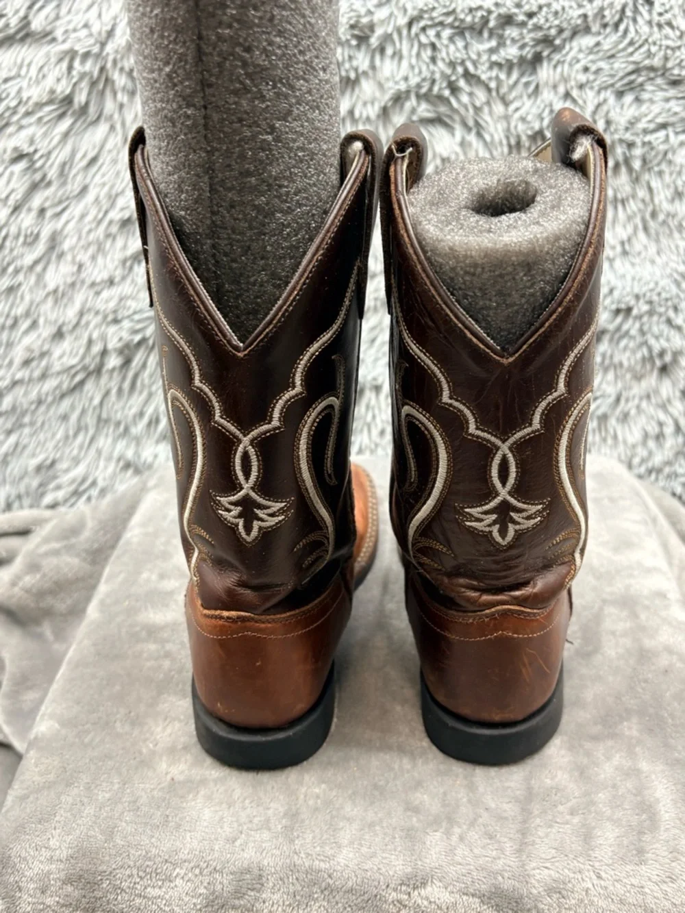 Old West Cowboy Boots Boys Size 2 Western Brown Square Toe Rodeo